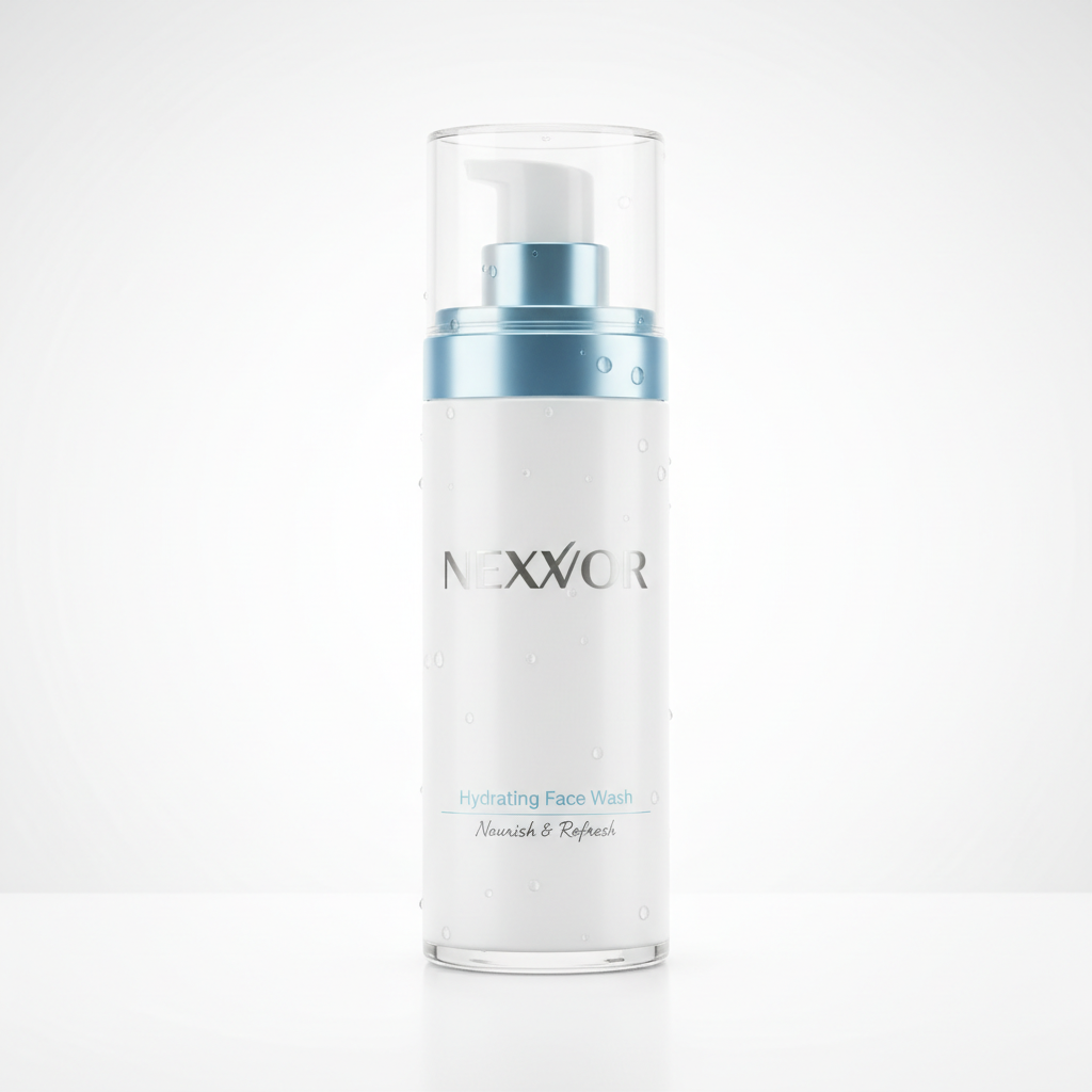 NEXXVOR Hydrating Face Wash premium luxury white pump bottle